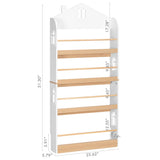 UTEX Kids Bookshelf Wall Mounted, 4-Tier Book Shelf Organizer, Tall Wooden Children's Bookcase, Storage Book Rack for Kids Room, Nursery, Bedroom, Living Room, White UTEX