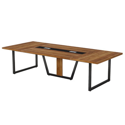 Tribesigns 8FT Conference Table, 94.49 L x 47.24 W x 29.53 H Inches Large Meeting Table/Podcast Table for 10 People, Business Style Wooden Training Table with Strong Metal Frame for Office Co - WoodArtSupply