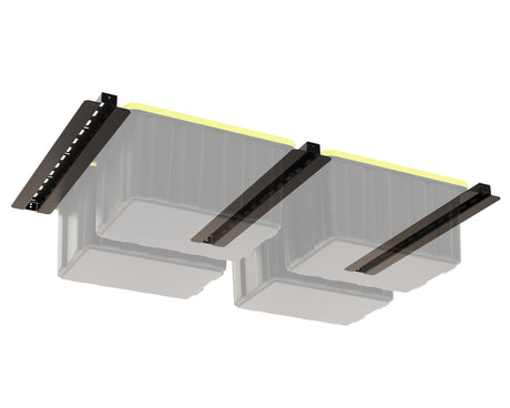 Storlutions Overhead Garage Storage Rack - For 16"-24" Stud Spacing Garage Racks -1.8mm Alloy Steel Garage Overhead Storage Racks - Garage Hanging Storage Rack Expandable to 5 Rows for Storage Bins Storlutions