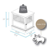 Casual Home Wooden Decorative Indoor Kennel Dog Crate End Table Night Stand Furniture with Lockable Gate for Medium Pets Up to 25 Pounds, White Casual Home