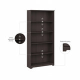 Bush Furniture Cabot Tall 5 Shelf Bookcase | Large Open Bookshelf in Heather Gray | Sturdy Display Cabinet for Library, Living Room, and Home Office Bush Furniture