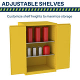 Jamco 90 Gallon Flammable Safety Cabinet, Steel Flammable Storage Cabinet with Lockable Self-Closing Doors, Non Forkliftable, 43" x 34" x 65", Yellow Jamco