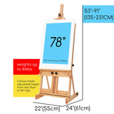 MEEDEN Large H-Frame Easel, Easel Stand for Painting, Painting Easels, Easel Stand for Display, Solid Beechwood Wooden Easels for Painting Canvas, Holds Canvases Up to 78", Natural Color MEEDEN