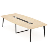 Tribesigns 8FT Conference Table, 94.48L x 47.21W x 29.52H Inches Boat Shaped Meeting Table with Rectangle Grommet, Modern Seminar Boardroom Table for Office Conference Room (Light Wood Grain, 8ft) Tribesigns