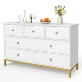 Pamapic Modern 7-Drawer White Dresser,47" White Wooden Dresser for Bedroom, Storage Organizer with Deep Drawers & Metal Handles for Bedroom, Entryway, Hallway Pamapic