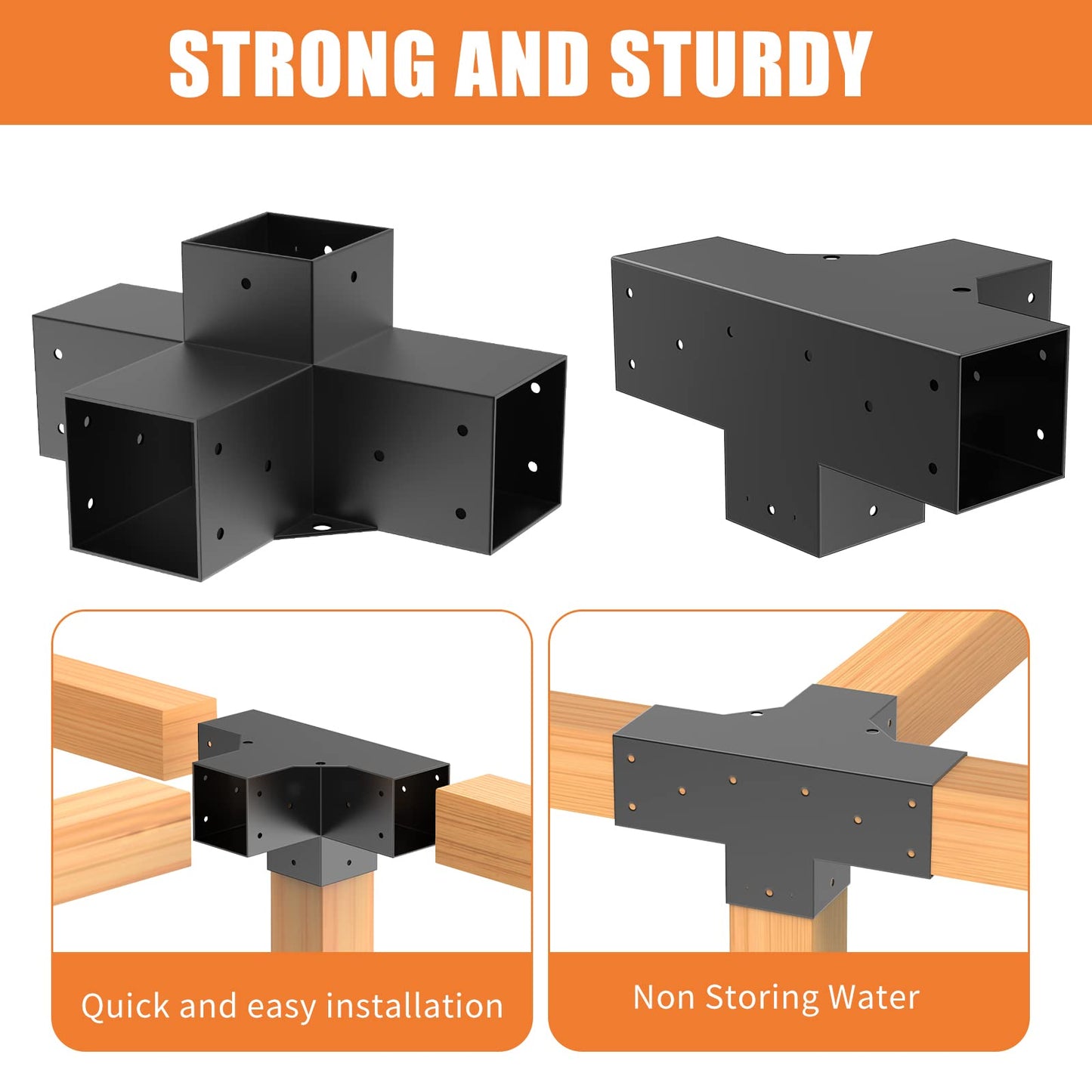 Woodworks Pergola pergola Brackets 4-Way Right Angle Corner Bracket DIY Elevated Wood Stand 2PACK with Screws for 4x4 (Actual: 3.5x3.5 Inch) Lumber Pergola Gazebo - WoodArtSupply