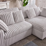 Pemberly Row 113" W Corduroy Fabric Cloud Convertible Sectional Deep Seat Sofa Slider with Power Recliner Glider, USB Charging Ports, and 6 Cushions in Presley Charcol for Living Room Pemberly Row