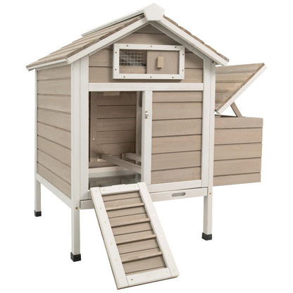 Ketive Chicken Coop Chicken House Outdoor with Removable Trays, Wooden Rabbit Hutch Poultry Cage with Nesting Box, Indoor Hen House Chicken Cage with Ramp for Garden Backyard (32"L x 23.6"W x - WoodArtSupply