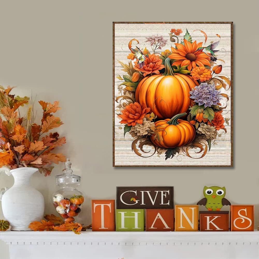 Fall Paint by Numbers for Adults with Framed Canvas-with Wooden Easel,Paint by Numbers Kits Framed Canvas,DIY Acrylic Oil Painting Kits with Brushes Nice Gift Box for Home Wall Decor(12x16 Inch) MIRCVSH