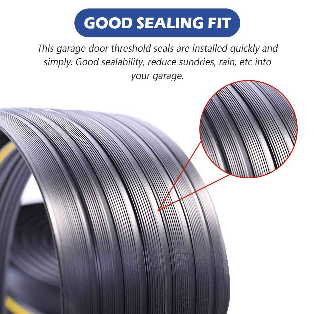 10Ft/3M Universal Garage Door Rubber Threshold Strip, Weatherproof Seal Strip DIY Weather Stripping Replacement, Not Include Adhesive/Sealant (Black) - WoodArtSupply