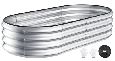 Kesfitt Raised Garden Bed Kit,Outdoor Galvanized Planter Large Metal Raised Boxes with Safety Edging and Gloves for Gardening Vegetables,Fruits,Flower(4x2x1FT)