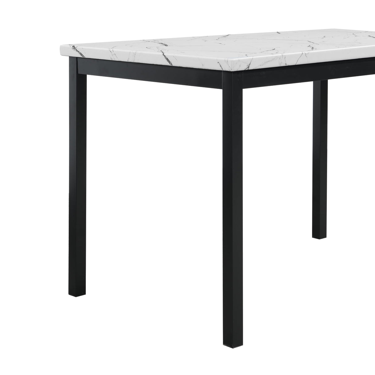 Roundhill Furniture 5 Piece Citico Metal Dinette Set with Laminated Faux Marble Top, White Table with Black Chairs Roundhill Furniture