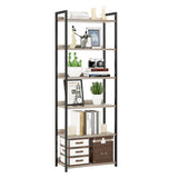 NUMENN Bookshelf, 6 Tier Bookshelves, Home Office Bookcase Shelf Storage Organizer, Free Standing Storage Shelving Unit for Bedroom, Living Room and Home Office, Grey NUMENN