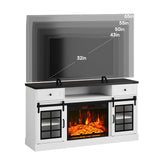 Maupvit TV Stand for Televisions 65 Inch with Sliding Barn Doors, Media Entertainment Center Storage Cabinet, Adjustable Led Light Modern Table, White Maupvit