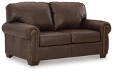 Signature Design by Ashley Colleton Classic Leather Match Loveseat with Nailheads, Dark Brown Signature Design by Ashley