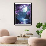 QINRUBB DIY Bright Moon Diamond Painting Kits, Full Drill Moonlight Diamond Art Painting Kits for Adults Beginners, DIY 5D Painting by Numbers Tree Diamond Art Kits for Home Decor 12x16inch QINRUBB