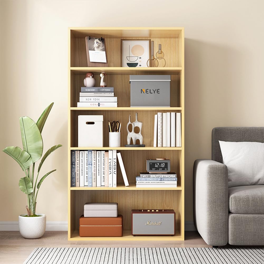 NELYE Basic Open Shelf Bookcase - 4-Tier Wooden Cube Storage Shelves Split Bookshelf, White NELYE