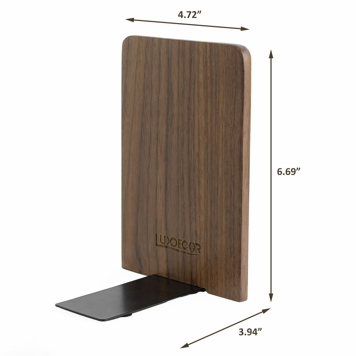 Large Bookend Hold Heavy Books- 7x4x5in 3 Pack Wood Bookends for Heavy Books Heavy Duty Walnut Book Ends for Men Wood Bookends for Office Desk Non-Skid Luxdecor