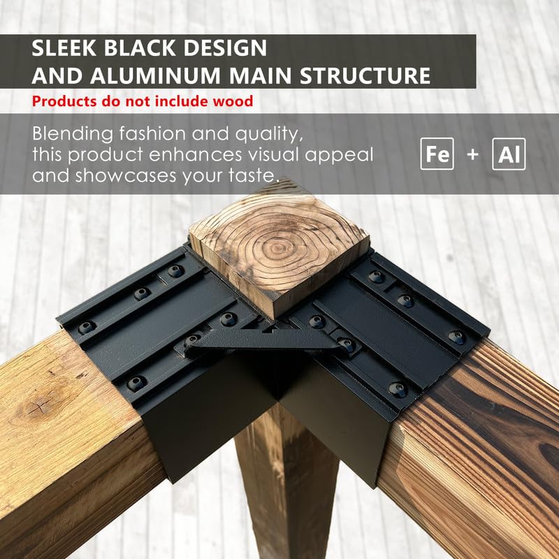 Kozyard Pergola Brackets, 4 Pack Pergola Kit 3-Way Right Angle Corner Bracket with Pergola Post Base for 4x4'' (Actual: 3.5x3.5'') Wood Beams Elevated Wood Stand Kit Pergola/Gazebo Kit Kozyard