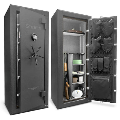 Stealth Premier 23 Gun Safe PR23 UL RSC Burglary Rated, 90 Minute Fire Protection, 23 Gun Capacity UL Listed Lock, CA DOJ Approved, Shelves & Customizable Door Panel Organizer