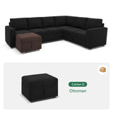 HONBAY Storage Ottoman Module for Sectional Sleeper Sofa with Pull Out Bed, Movable Footrest Ottoman for Modular Couch, Velvet Black HONBAY