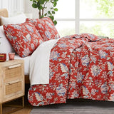 Southshore Fine Living, Inc. Oversized King Quilt Bedding Set, Jacobean Willow Floral Quilt Set with 2 Matching Pillow Shams, Lightweight California King Bed Spread, Soft Microfiber Fabric, Red Southshore Fine Living, Inc.