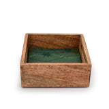 Samhita Square Burning Finish Mango Wood Napkin Holder For Restaurant Decor Kitchen Bar Accessories (7.5"x 7.5"x 2.75") Samhita