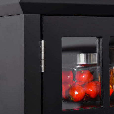 HOMCOM Elegant Buffet with Hutch, Kitchen Pantry Storage Cabinet with Framed Glass Door Drawer and Microwave Space, Black HOMCOM