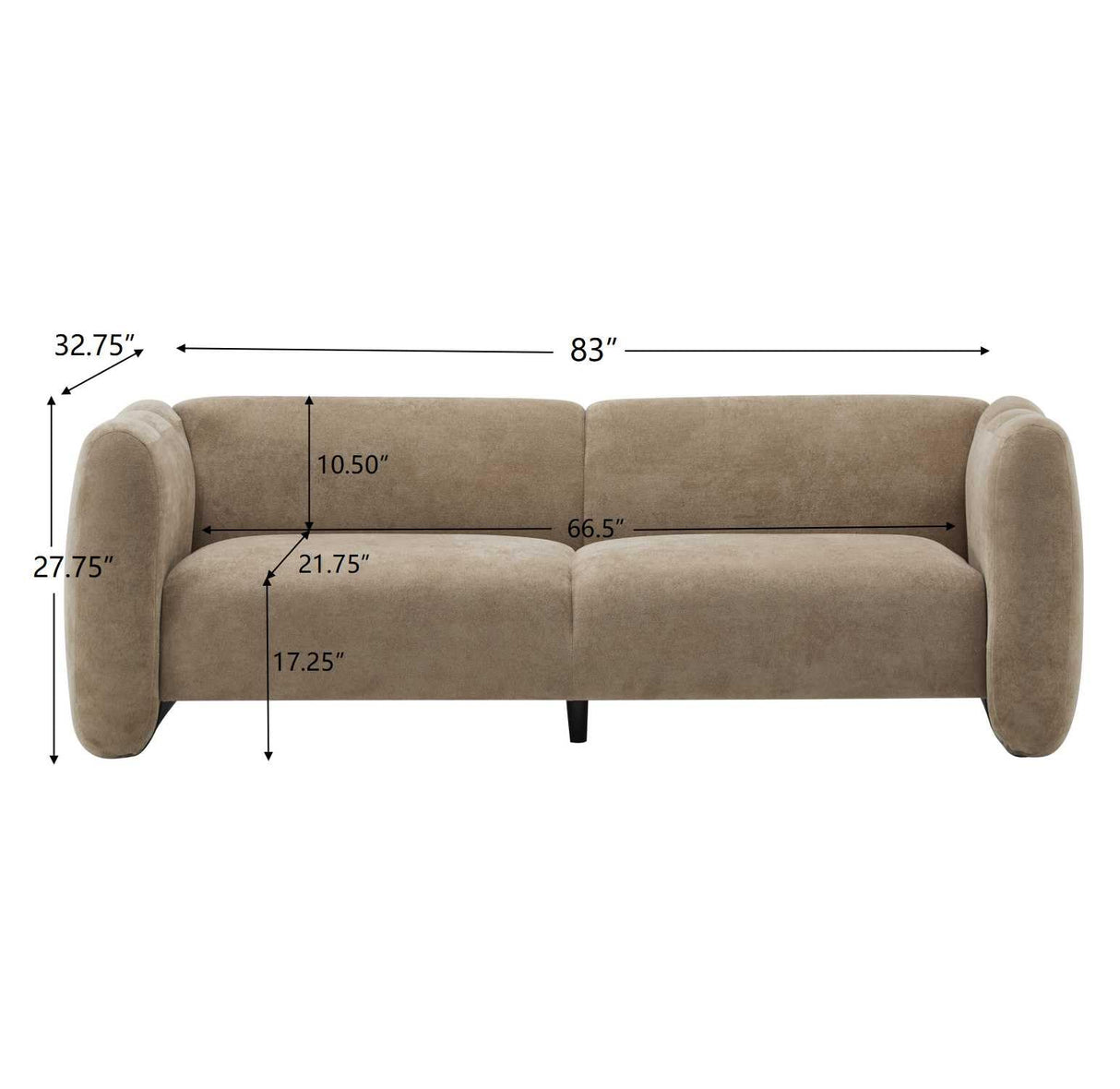 Christopher Knight Home Ahri 83'' Wood Frame Lounge Sofa Couch with Wave Design, Soft Seating 3-Seater Sofa with Armrests, Comfy Velvet Upholstered Home Sofa for Living Room and Office, Camel Christopher Knight Home