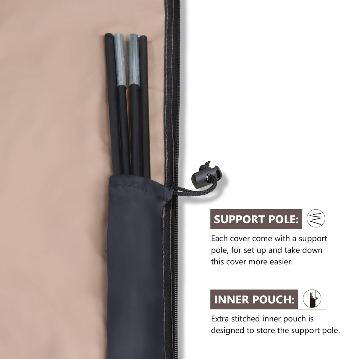 ULTCOVER Patio Parasol 600D Waterproof Outdoor Market Extra Large Umbrella Cover - Fits Double-Sided Umbrella 13-15 Feet ULTCOVER