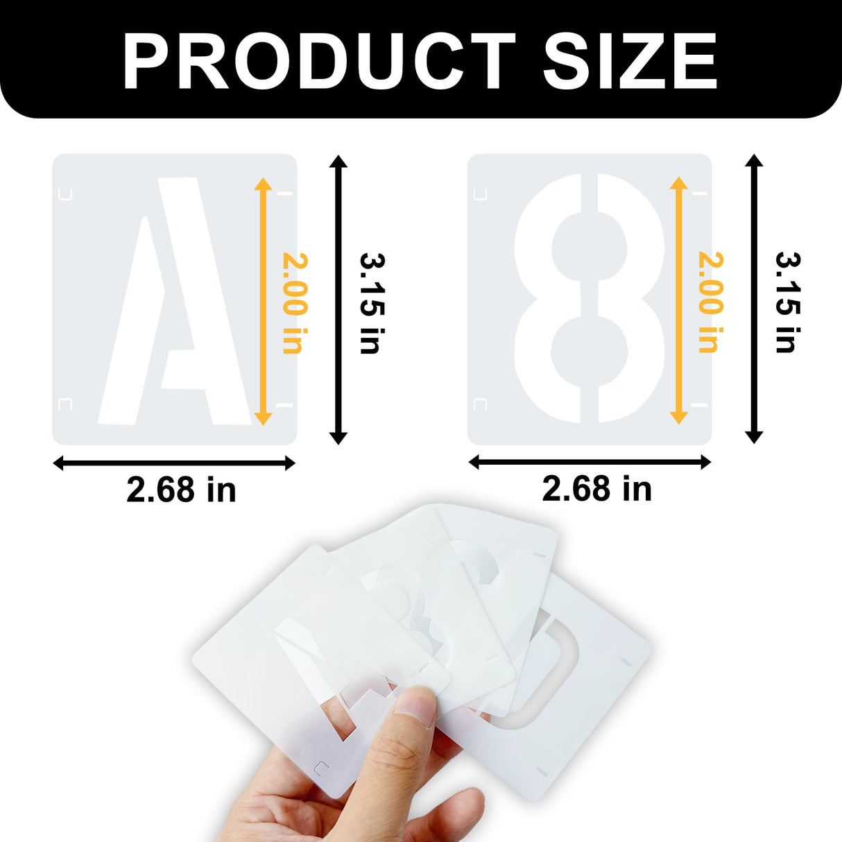 2 Pack - 2 Inch Letter Stencils Set, 72 Reusable Stencils for Painting On Wood, Metal, Walls, Fabric, Rocks with Interlocking, Perfect for Banners, Sign Making & DIY Art (2 inch) Vomulato