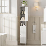Homleke Tall Bathroom Storage Cabinet with 2 Doors, 67"H Narrow Storage Cabinet with Adjustable Shelves& Anti-Tip Design, Reversible Door Installation, Easy Assembly, 11.8 x 11.8 x 66.9 Inches, White Homleke