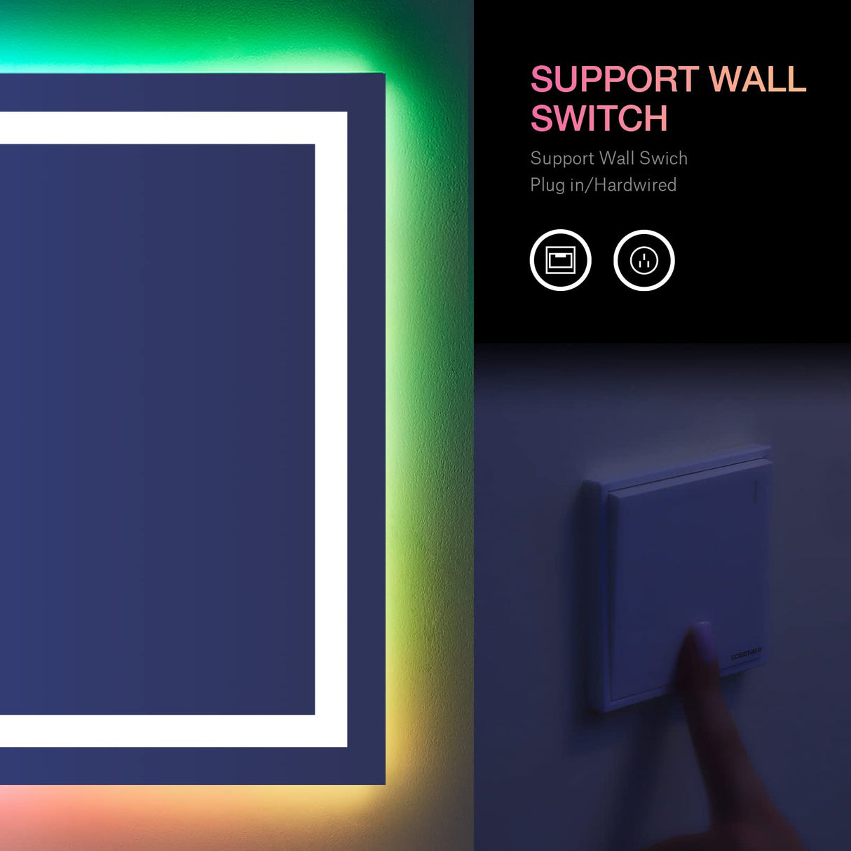 LOAAO 72"X36" Inch RGB LED Bathroom Mirror with Lights, Large, Anti-Fog, Dimmable Smart Lighted Bathroom Vanity Mirror, Multiple Light Modes, RGB Backlit + Front Light, Memory Function, Tempered Glass LOAAO