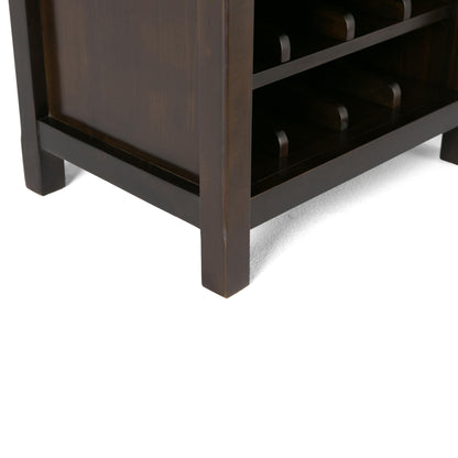 SIMPLIHOME Avalon 12-Bottle SOLID WOOD 22 Inch Wide Contemporary High Storage Wine Rack Cabinet in Dark Tobacco Brown, For the Living Room, Dining Room and Kitchen - WoodArtSupply