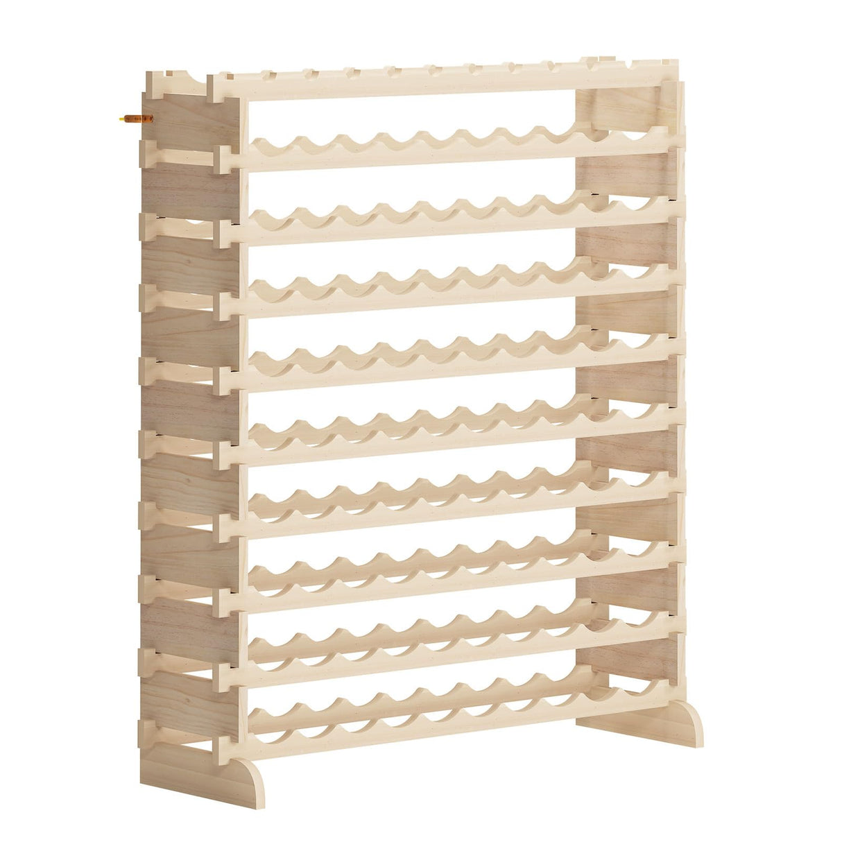 sogesfurniture Floor Wine Racks, Stackable Modular Wine Rack Large Wine Storage Rack Free Standing Solid Natural Wood Wine Holder Display Shelves, (Natural, 10 X 10 Rows (100 Slots)), BHUS-BY-WS100 sogesfurniture