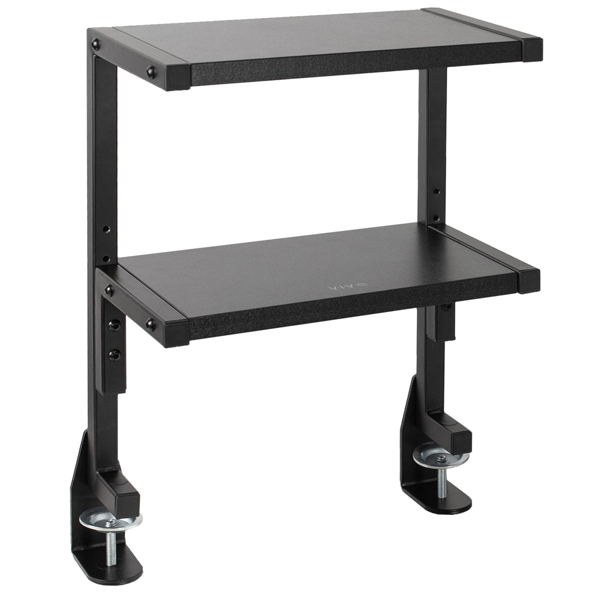 VIVO Clamp-on 13 inch Above or Below Desk 2-Tier Shelving Unit for Table Accessories, Gaming Devices, and More, Storage Tray, Desktop Organizer, Black, STAND-SHELF2C VIVO