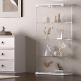 HAMBING Glass Display Cabinet 4 Shelves with Light and Lock, 2 Doors Trophy Curio Jewelry Cabinet Collection Display Showcase, for Bedroom, Office, HAMBING