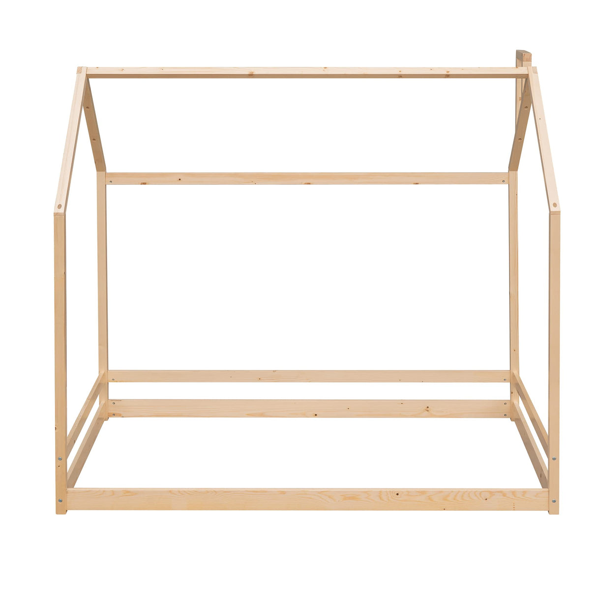 Montessori Twin House Bed with Roof for Kids - Natural Wooden Floor Bed by Harper & Bright Designs Harper & Bright Designs