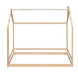 Montessori Twin House Bed with Roof for Kids - Natural Wooden Floor Bed by Harper & Bright Designs Harper & Bright Designs