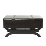 Deco 79 Faux Leather Living Room Coffee Table Vintage Faux Leather 2 Drawer Table with Curved Style Leg Stand, Center Table 40" x 19" x 21", Brown Deco 79