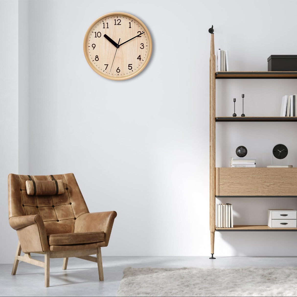 Hiopeak 10 Inch Wall Clock Silent, Non-Ticking Decorative Rustic Analog Quartz Wall Clock Battery Operated for Bedroom Living Room Kitchen Farmhouse Office School (Graining) Hiopeak