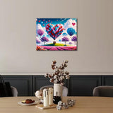 Romantic Paint by Numbers Kit for Adults Heart-Shaped Balloon and Pink Clouds and Flower Fields Paint by Number with Brushes and Pigment, Tarot Banner Oil Painting, 16x20 Inch TUMOVO