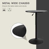 NOBPEINT Round Pub Table, Height Adjustable Bar Table 25-35 inches, 360 Swivel Black Table Top, with Black Chassis NOBPEINT