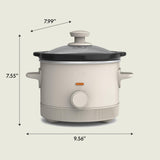 bella 1.5 Qt Slow Cooker with 3 Heat Manual Control, EverGood™ Ceramic Nonstick Coating, Dishwasher Safe Stoneware Pot and Tempered Glass Lid, Tangle Free Cord Wrap & Cool Touch Handles, Oatmilk BELLA