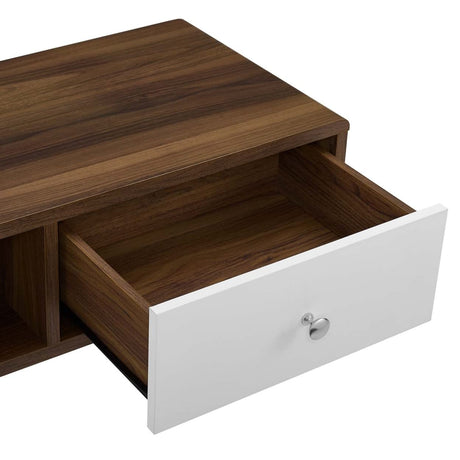Modway Transmit 70" Media Console Wood TV Stand, 70 Inch, Walnut White Modway