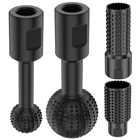 ZJRDYYK 4PCS Cylinder and Sphere Rotary Burr with 5/8-11 Threads for 4 1/2 and 5 Inch Angle Grinder, Ball Gouge Angle Grinder Attachments Power Carving Tools for Wood Carving Grinding Polishing ZJRDYYK