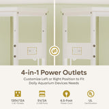 Bestier 20-29 Gallon Fish Tank Stand with Power Outlets, Metal Long Aquarium Stand with Storage Cabinet, 31x15 Reptile Terrarium Stand with Horizontal Gold Line, Stainless Hooks, 350 Lbs(White) Bestier