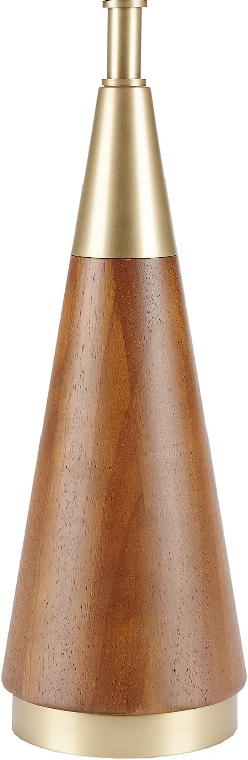 INK+IVY Chrislie Gold White Mid Century Modern Table Lamp , Contemporary Metal Wood Table Lamps for Bedrooms , 13.5"W X 13.5"D X 26"H , Gold / Brown INK+IVY