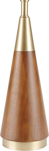 INK+IVY Chrislie Gold White Mid Century Modern Table Lamp , Contemporary Metal Wood Table Lamps for Bedrooms , 13.5"W X 13.5"D X 26"H , Gold / Brown INK+IVY