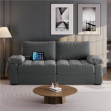 Yaheetech 79" Velvet Couch, Comfy Sofa with Pocket Coils, Deep Seat, Storage Pockets and USB Ports, 2 Seater Modern Loveseat Sofas with Removable Cover, Pillow Top Arms for Living Room Apartment Gray Yaheetech